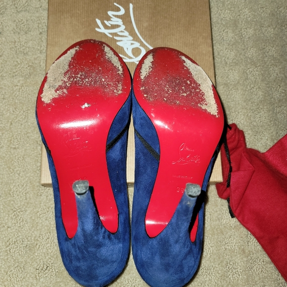Christian Louboutin Lavalliere 100 Suede Pumps size 38, indigo/black - Picture 6 of 7